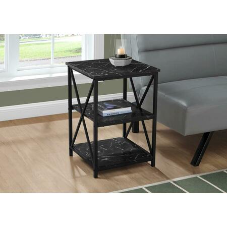 DAPHNES DINNETTE 26 in. Marble & Metal Accent Table, Black DA3600157